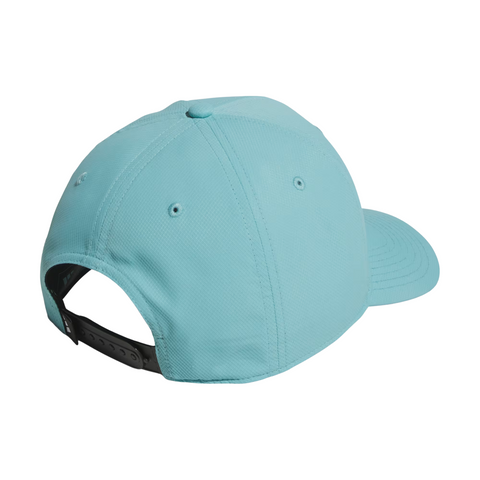 The Adidas Tour Snapback Hat in light blue features a black adjustable strap and is shown from the rear on a white background—ideal for golf or casual wear.