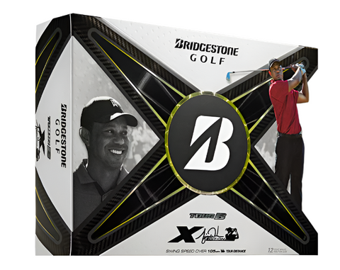 The 2024 Bridgestone Tour B X Tiger Woods Edition Golf Balls feature the Bridgestone logo and images of Tiger Woods—ideal for fans wanting pro-level performance.