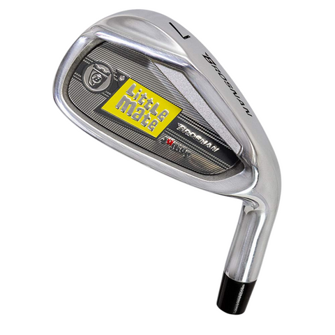 A Brosnan Little Mate S7 Junior Golf iron in yellow (Medium), with black and yellow clubface design, TEACHER and TOPFLITE branding—shown against a white background. Perfect addition to any junior golf set.