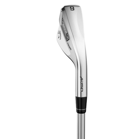 A silver Callaway 2025 Apex Ai150 Mens 9-iron from golf360nz is shown side-on with a white background—ideal for golfers seeking forgiving irons in the 4–PW mens set.