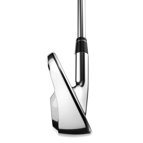 A close-up of the Callaway 2025 Apex Ai150 Mens Irons Set (4–PW) by golf360nz, highlighting the clubheads back and side and part of the shaft against a white background—ideal for golfers seeking forgiving mens irons.