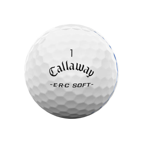 A white Callaway 2025 ERC Soft Triple Track Golf Ball with the number 1 above the logo and Triple Track alignment lines is displayed against a plain white background.