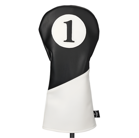 Callaway Black and White Vintage driver head cover on a driver