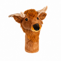 Daphne's Elk golf driver headcover with warm brown plush coat, branching tan antlers, dark nose and long protective neck