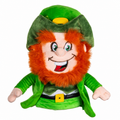 Daphne's Leprechaun golf headcover on a clean white background, shown from the front with a green hat and coat, orange beard and smiling face.