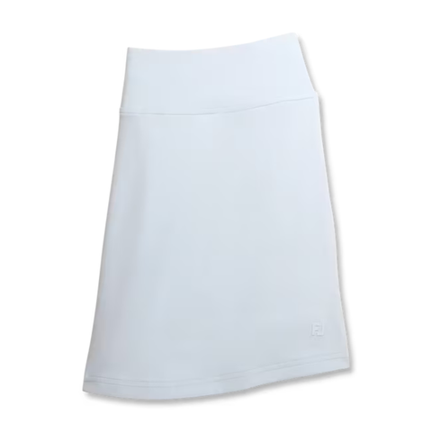 A skyway blue, high-waisted FootJoy Women’s Aerial Performance Knit Skort with a subtle logo near the hem, shown on a white background.