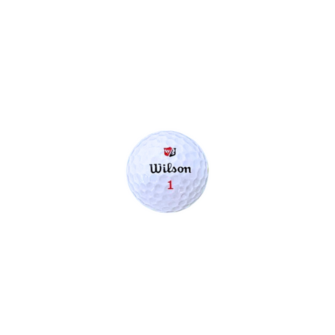 The Wilson Golf 360 Logo Duo Soft Golf Ball is white with dimples, featuring the Wilson logo and a red number 1, providing a soft feel for every game.