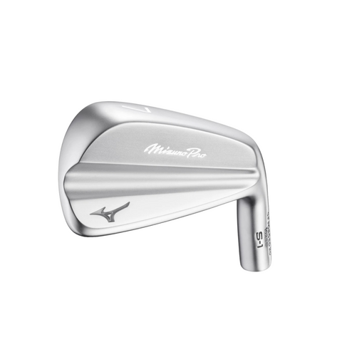 The Mizuno 2025 Pro S-1 Irons Set (4–PW) features a sleek silver finish with the Mizuno logo and model number 951 on the head and hosel, showcasing Mizuno's renowned grain flow forged precision.