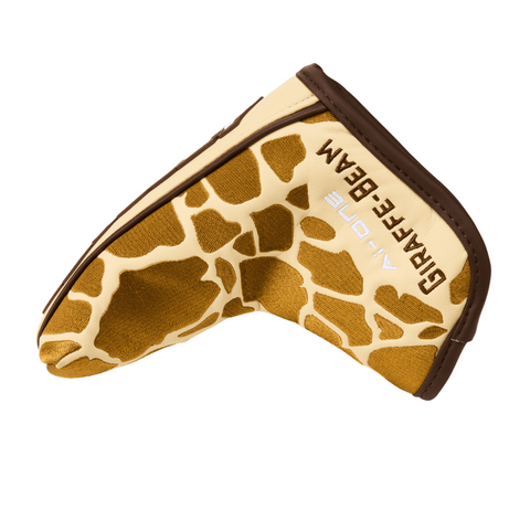 Protect your Odyssey 2025 Limited Edition Giraffe Beam #2 CH Putter with this giraffe print headcover, featuring light brown and yellow spots, brown trim, and GIRAFFE BEAN on the side—ideal for classic blade or Odyssey putters.