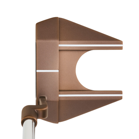 The Odyssey 2025 Limited Edition Giraffe-Beam #7 CH Putter, a bronze high-MOI mallet with a U-shaped head and white alignment lines, is displayed from above against a white background.