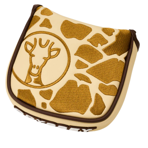 Show off your love for the Odyssey 2025 Limited Edition Giraffe-Beam #7 CH Putter with this tan and brown pouch, featuring a giraffe print and an embroidered cartoon giraffe head—perfect for Odyssey fans.