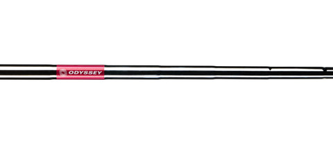 A close-up of a golf club shaft with a pink and white ODYSSEY label on a white background highlights the new Odyssey Womens Chipper—a perfect short-game solution designed specifically for women golfers.