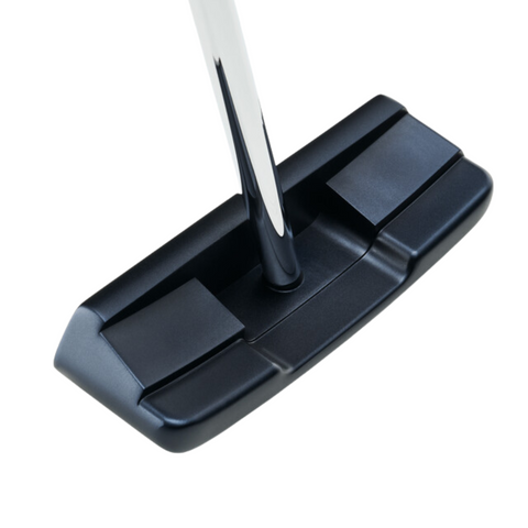 Close-up of the Odyssey Ai-ONE Square 2 Square Double Wide Putter by Odyssey, featuring a black wide blade head and metallic shaft, set against a white background.