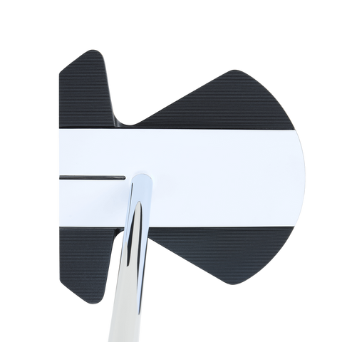 Odyssey Ai-ONE Square 2 Square Max Stripe Putter at address showing centre shaft, and alignment line and Max stripe