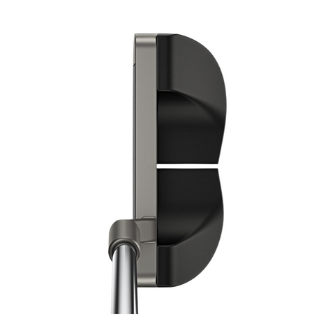 Top view of the Ping 2025 Scottsdale B63 Putter, a high-MOI blade putter with a curved B63 shape and silver shaft, shown isolated on a white background.