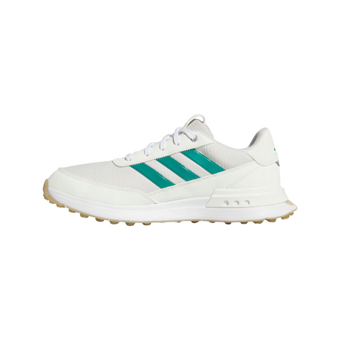 The S2G 24 Womens Golf Shoes by golf360nz feature an off white low-top design with pure teal accents and a beige sole—versatile, spikeless sneakers that combine sporty style with comfort for the course.