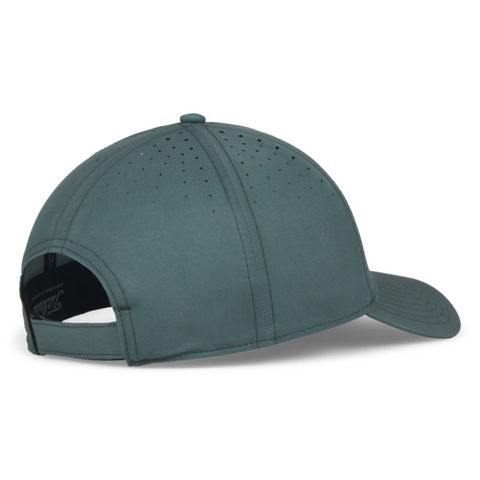 A Titleist Charleston Breezer Cap in Eucalyptus/Black/White shown from the back, featuring a curved brim, ventilation holes for breathability, and a moisture-wicking adjustable strap.