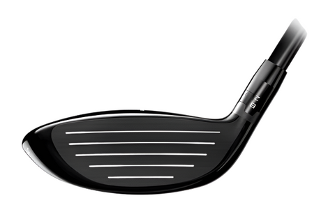 A close-up of the Titleist GT3 Fairway Wood by Titleist highlights its grooved face and adjustable loft markings on the hosel for precise shot shaping and low spin, set against a plain white background.