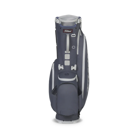 The Titleist Players 5 Stand Bag by Titleist is shown upright on a white background, featuring multiple front-facing pockets and storage compartments—a premium golf bag designed for dedicated players.
