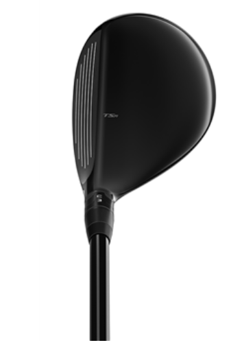 The Titleist TSR1 Womens Hybrid, a black ultra-lightweight golf club by Titleist with a matte finish and subtle clubhead grooves, is displayed from an angled top-down view against a white background.