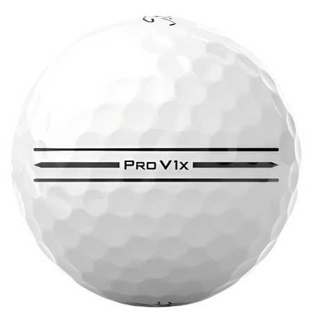 Titleist Pro V1x Enhanced Alignment golf ball showing the enhanced alignment on the side of the ball