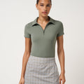 TravisMathew MoveKnit Private Lesson Women's Polo | Olive Smoke - front view