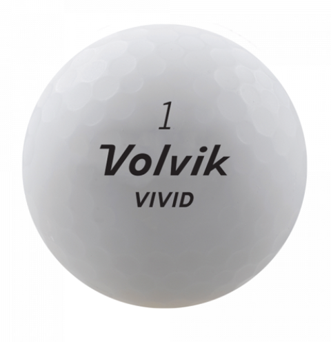 A white Volvik Vivid Matte Golf Ball with the number 1 above the Volvik brand name appears on its dimpled surface, displayed against a plain white background.