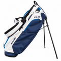 PING HooferLite 264 stand golf bag in White/Navy/Mali Blue – side view on white background