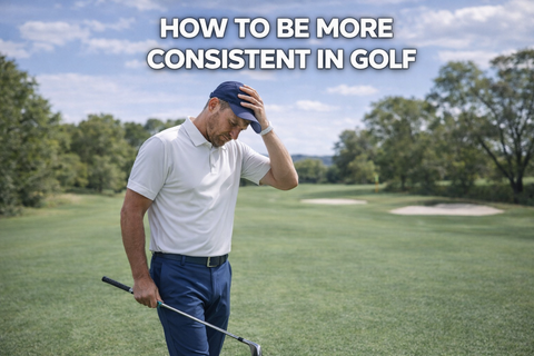 A golfer looking exasperated on the golf course