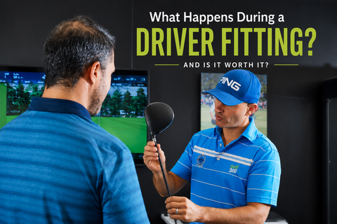 A golfer getting fitted for a driver 