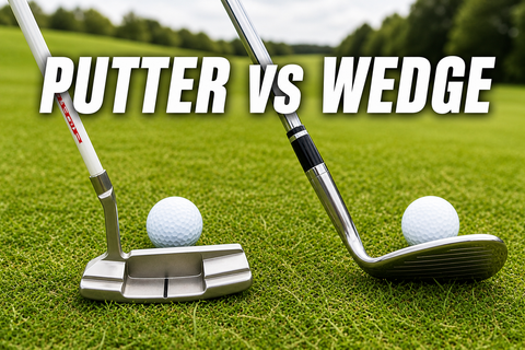 A putter on the left and a wedge on the right.  With the graphics showing Putter VS Wedge