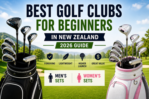 Best golf clubs for beginners banner with mens and womens clubs showing