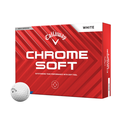 Callaway Chrome Soft golf ball box, representing golf balls for mid handicappers at Golf 360.