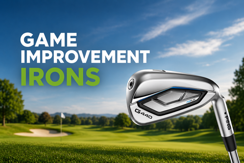 Ping G440 game improvement golf iron on a golf course promoting forgiving golf irons at Golf 360.
