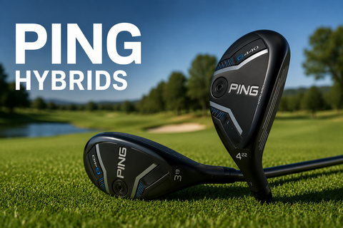 PING Hybrids collection banner featuring two PING G440 hybrids positioned on a golf course fairway with the title “PING Hybrids”.