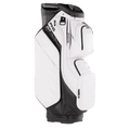 The PING 2026 DLX 244 Cart Golf Bag in white features multiple zippered compartments, a sturdy base, and a 15-way top—ideal for organizing your clubs and accessories on the course.