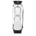 The Ping 2026 DLX 244 Cart Golf Bag in white features a 15-way top, multiple zippered compartments, and black trim, displayed upright against a plain white background.
