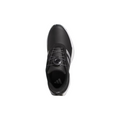 Top view of the Adidas Women's S2G BOA 24 Golf Shoes, a black spikeless golf shoe with white accents, dial closure system, and two white stripes on the side, isolated on a white background.