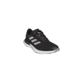 The Adidas Women's S2G BOA 24 Golf Shoes are shown in black with three white stripes, a white sole, and a BOA dial lace system on a plain white background. Perfect spikeless golf shoes for women seeking style and performance.