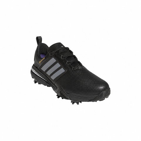 Adidas Adipower GORE-TEX Wide Men's Golf Shoes Core Black/Iron Metallic/Silver Metallic - front three-quarter view