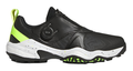 Adidas Code Chaos Boa 25 spikeless men's golf shoe in black with neon yellow accents and Boa lacing system - side view