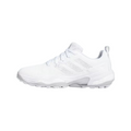 The Adidas Codechaos 25 Womens Shoes by Adidas is a white athletic sneaker inspired by spikeless golf shoes, with a mesh upper, lace-up closure, and textured sole, shown from the side on a plain white background.