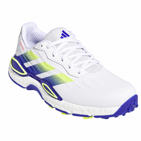Adidas Codechaos 27 Spikeless Golf Shoes White/Indigo/Lemon - three-quarter view