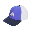 The Adidas Colourblock Snapback Hat by Adidas comes in cobalt blue and features a sporty look with an adjustable snapback closure for a comfortable fit.