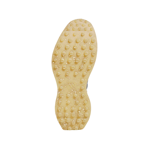 The Adidas Men’s S2G 24 Spikeless Golf Shoes feature a beige rubber sole with round and hexagonal studs for grip, shown from the bottom against a white background—ideal for reliable traction on any golf course.