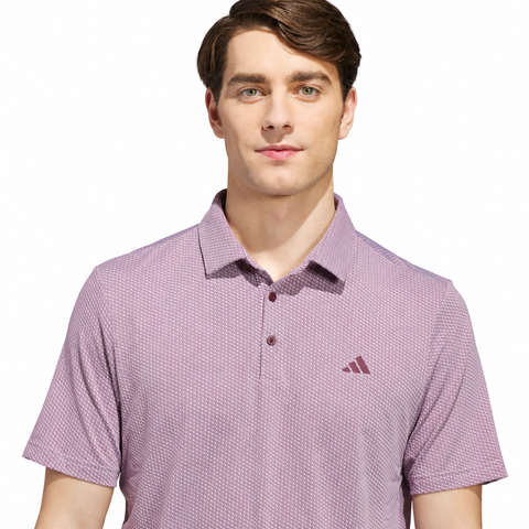 Adidas Performance Textured Men's Polo White/Maroon - collar and placket detail
