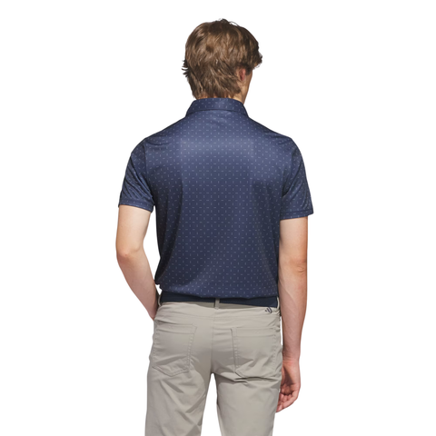 Adidas Performance Textured Print Men's Polo Shirt | Collegiate Navy/White