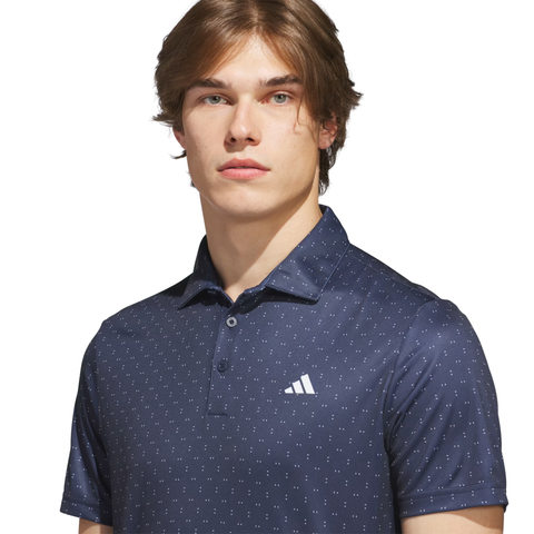 Adidas Performance Textured Print Men's Polo Shirt | Collegiate Navy/White