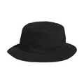 The Adidas Solid Bucket Hat in black features a wide, downward-sloping brim and rounded crown for classic style and sun protection, shown on a white background.