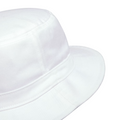Close-up of the Adidas Solid Bucket Hat in Collegiate Navy, featuring a fabric build, wide downward-sloping brim for sun protection, and visible stitching. Photographed against a white background.